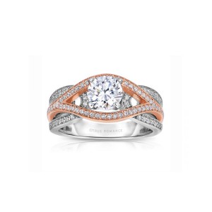 Rm1413tt -14k Rose Gold Round Cut Diamond Bi-pass Engagement Ring