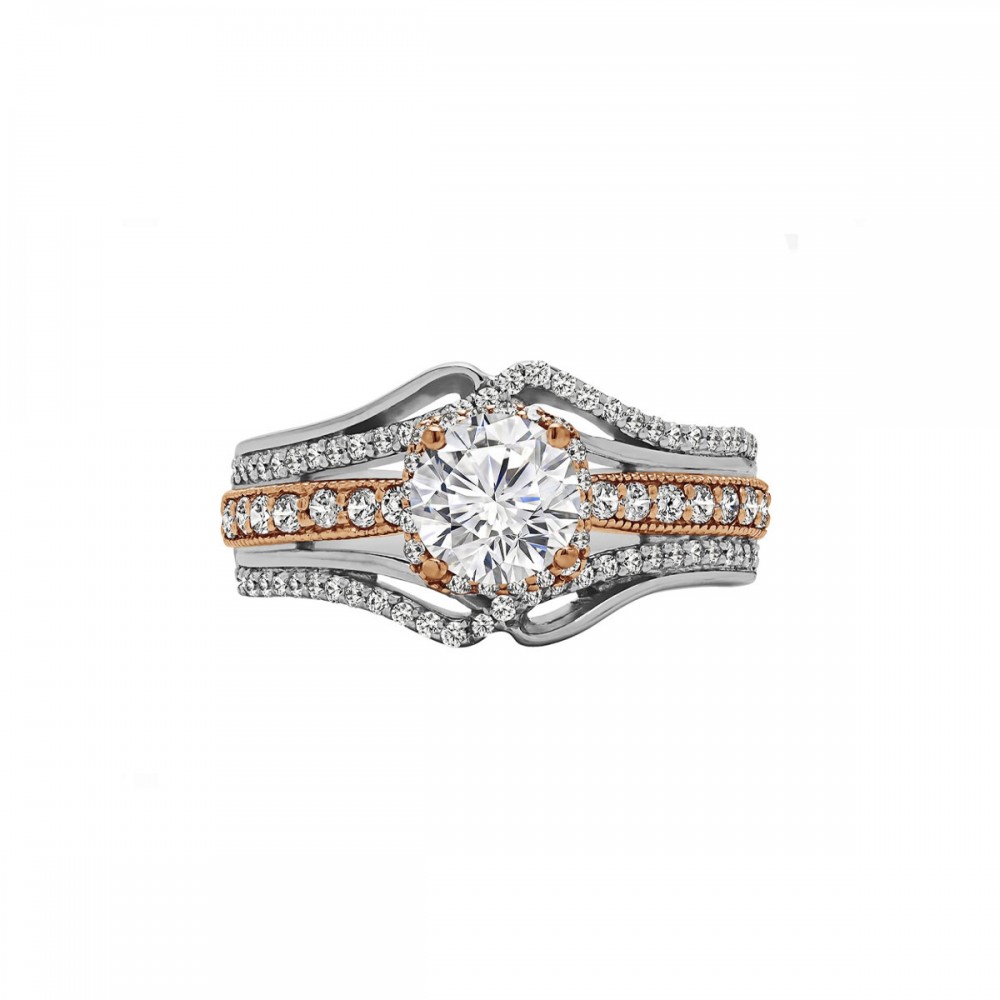Round Cut Halo Diamond Vintage Engagement Ring