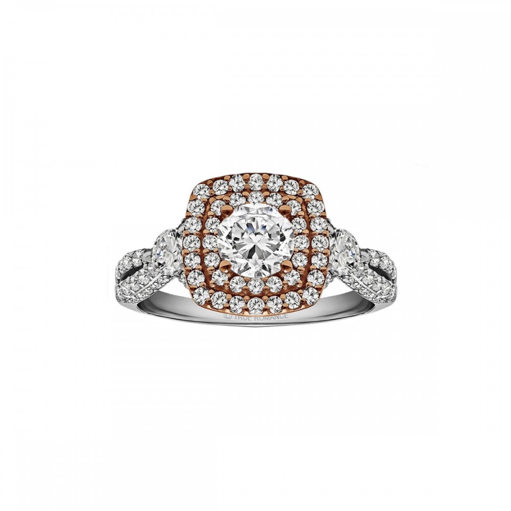Round Cut Halo Diamond Vintage Engagement Ring