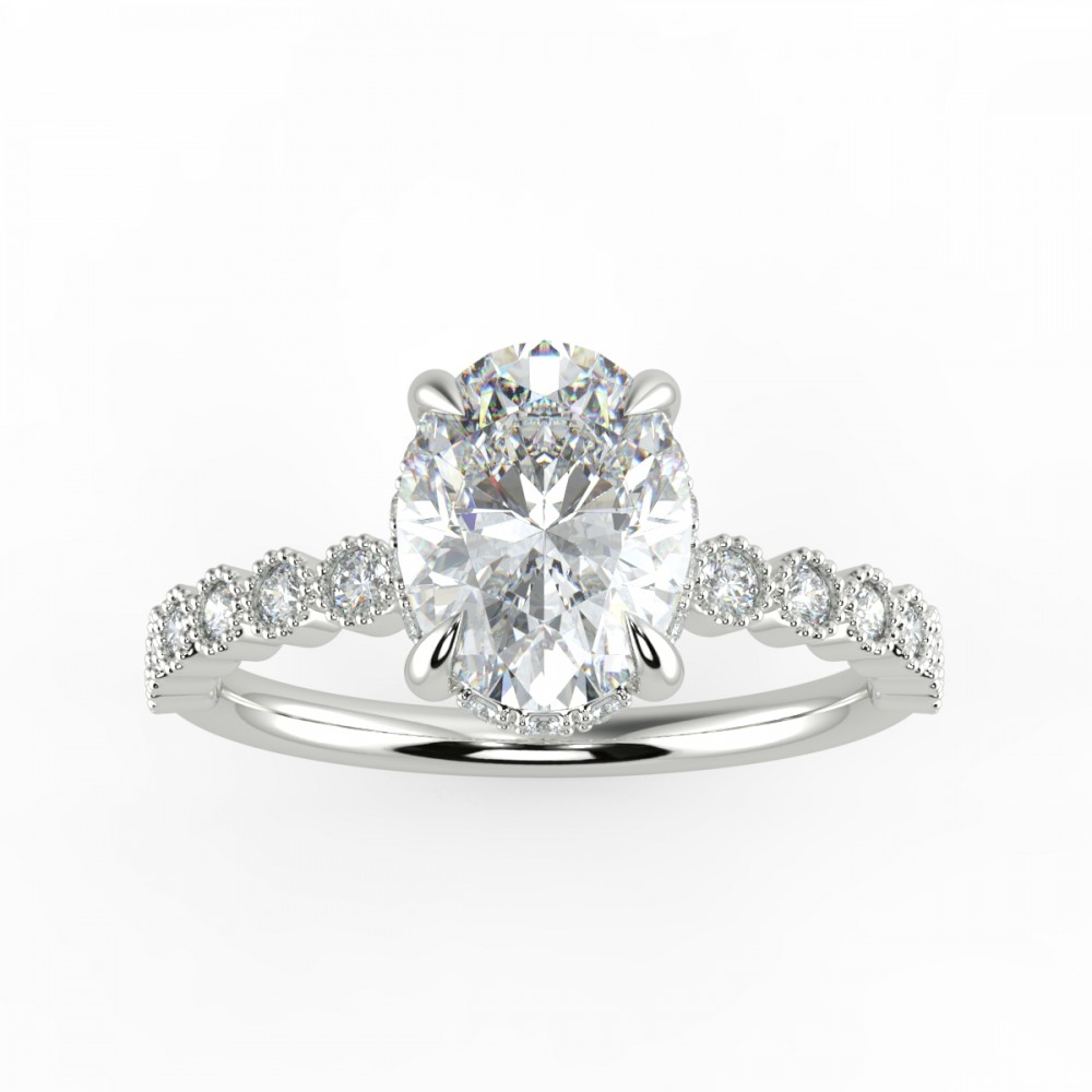 Oval Traditional Hidden Halo Comfort Fit