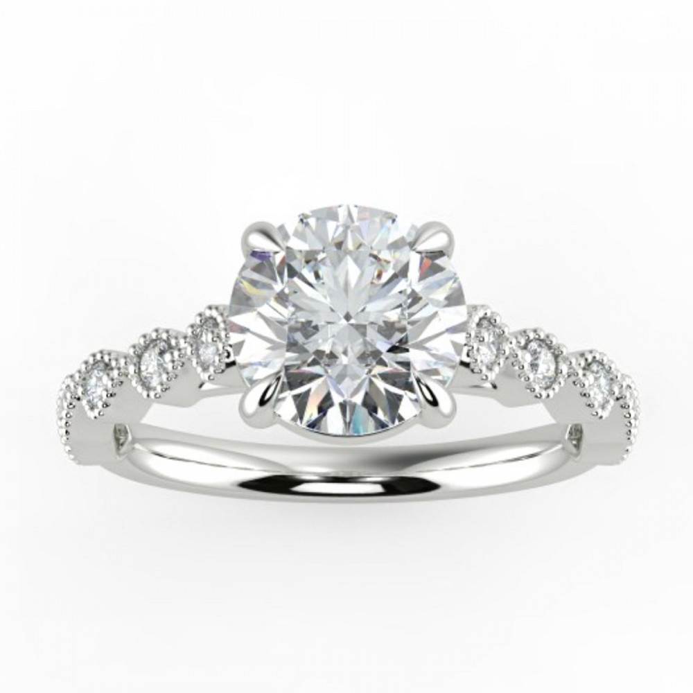 Round Diamond Bridge Engagemnt Ring