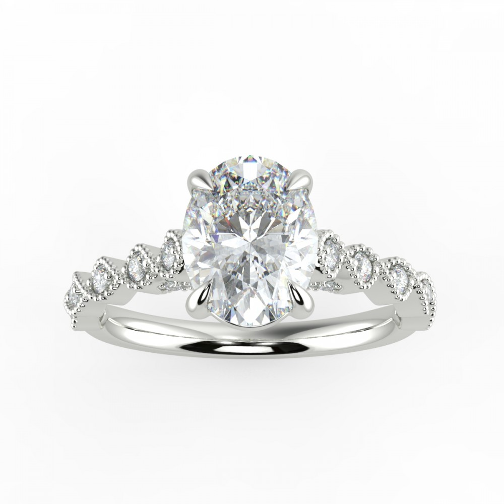 Oval Diamond Bridge Engagemnt Ring