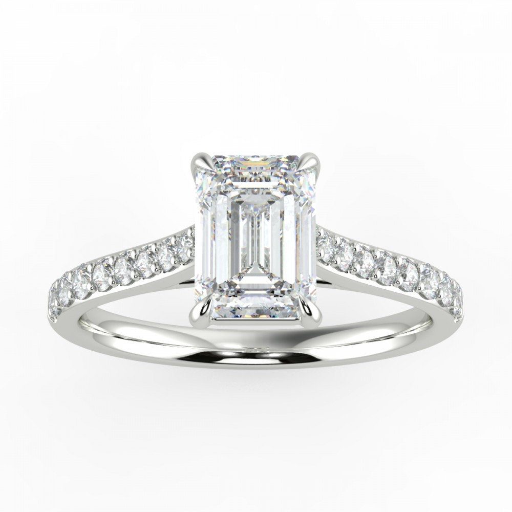 Emerald Secret Diamond Pave  Engagemnt Ring