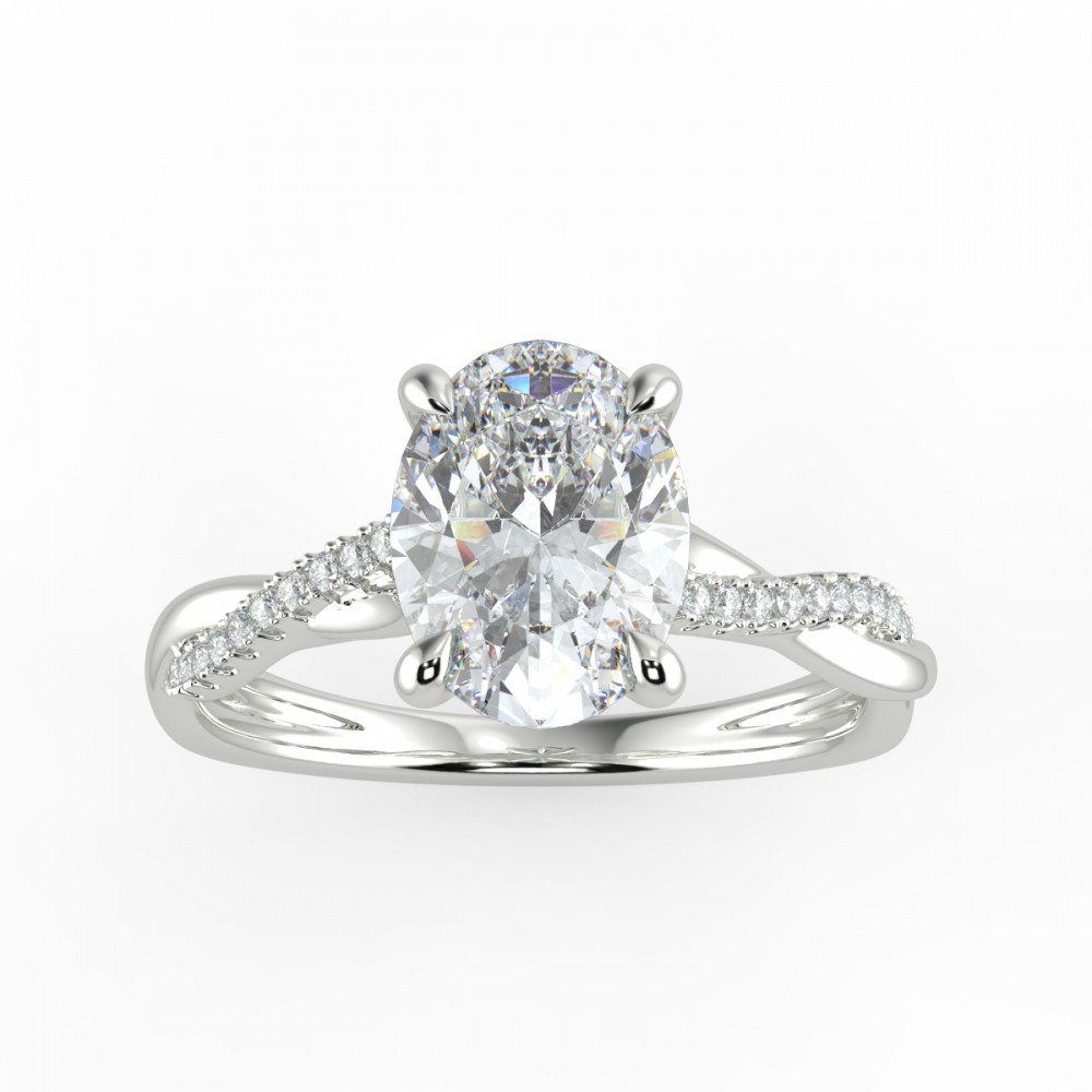 Oval Pave  Engagemnt Ring