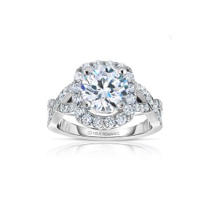 Rm1444x-14k White Gold Round Cut Halo Diamond Infinity Engagement Ring