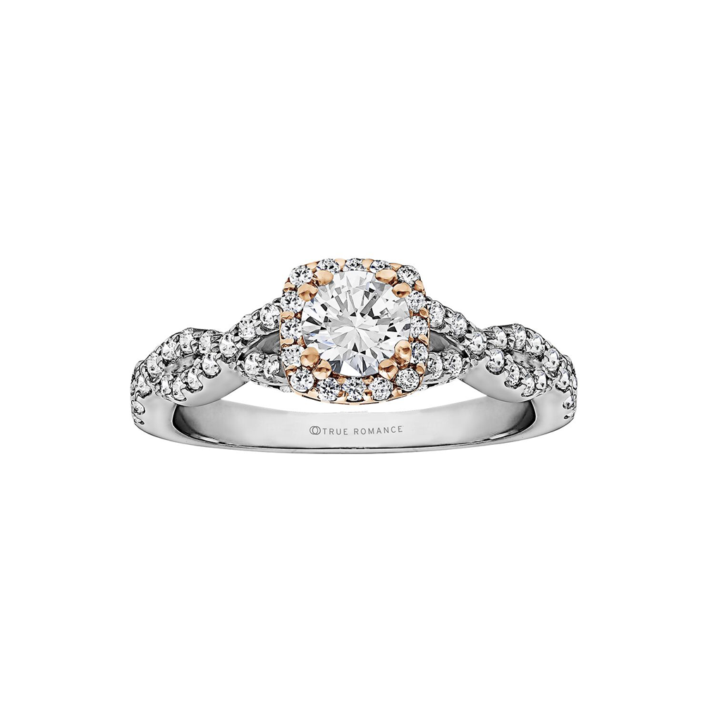 Round Cut Halo Diamond Infinity Engagement Ring
