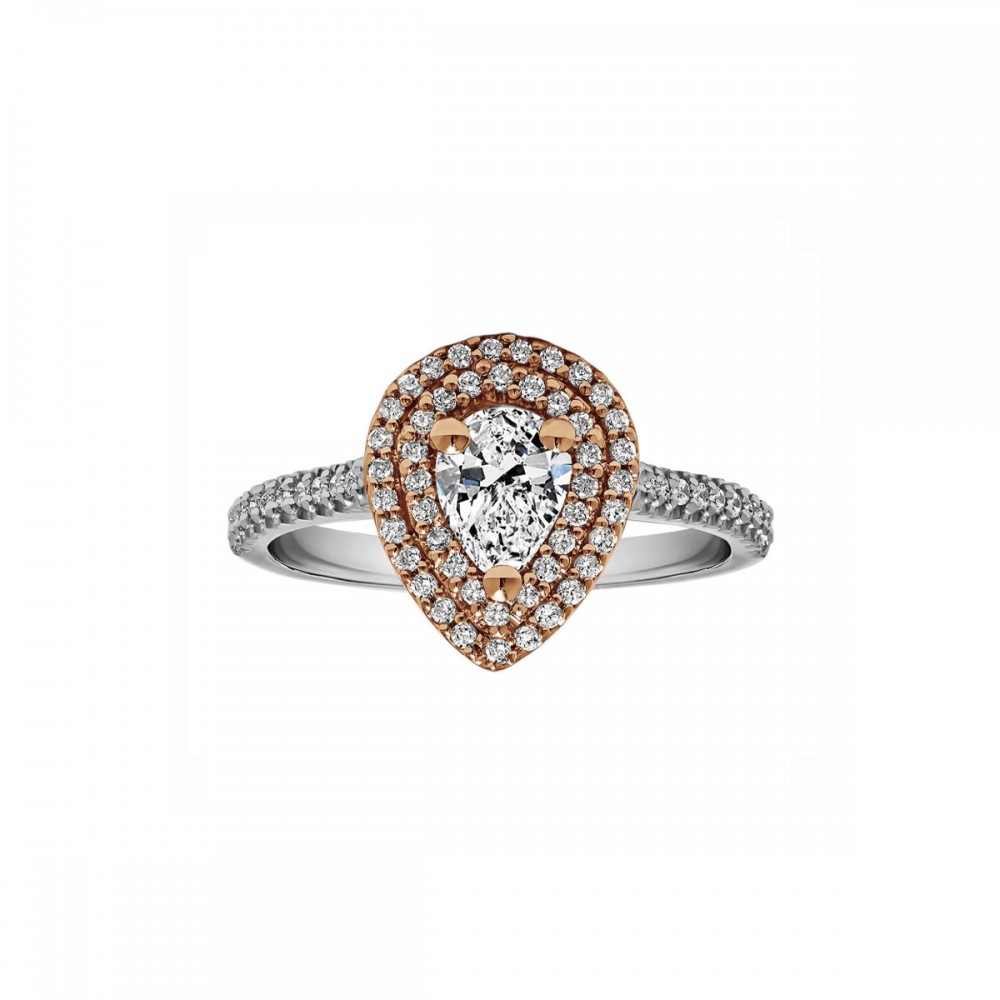 Pear Shape Halo Diamond Vintage Engagement Ring