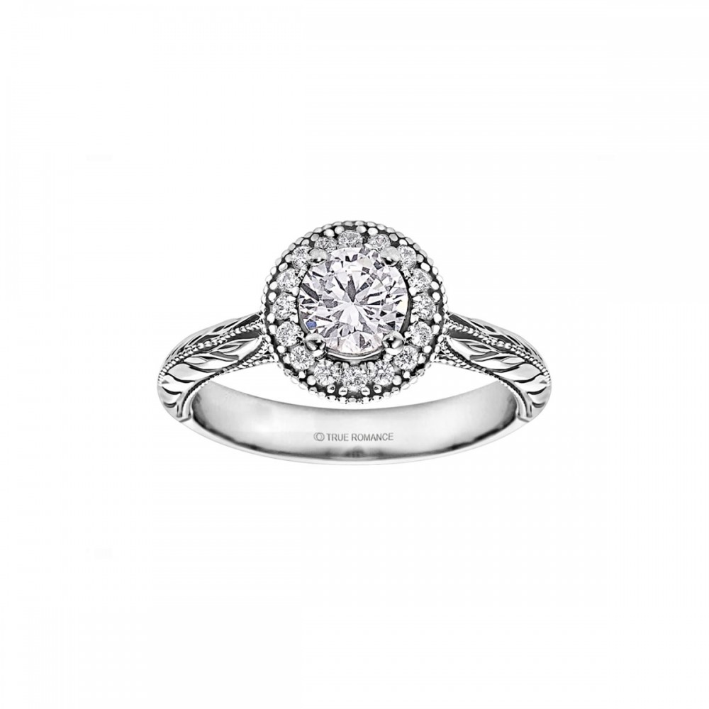 Round Cut Halo Diamond Vintage Engagement Ring