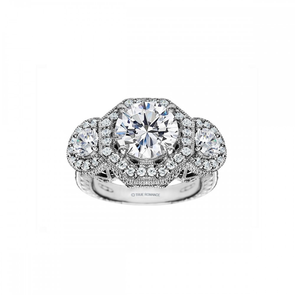 Round Cut Halo Diamond Vintage Engagement Ring