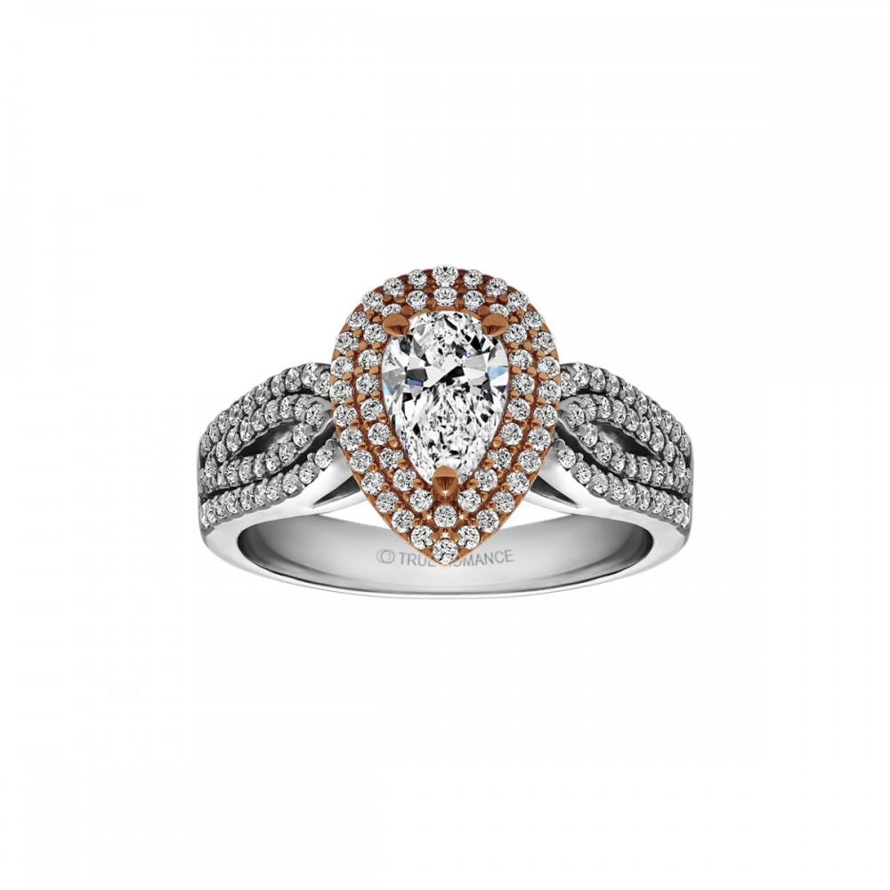 Pear Shape Halo Diamond Vintage Engagement Ring