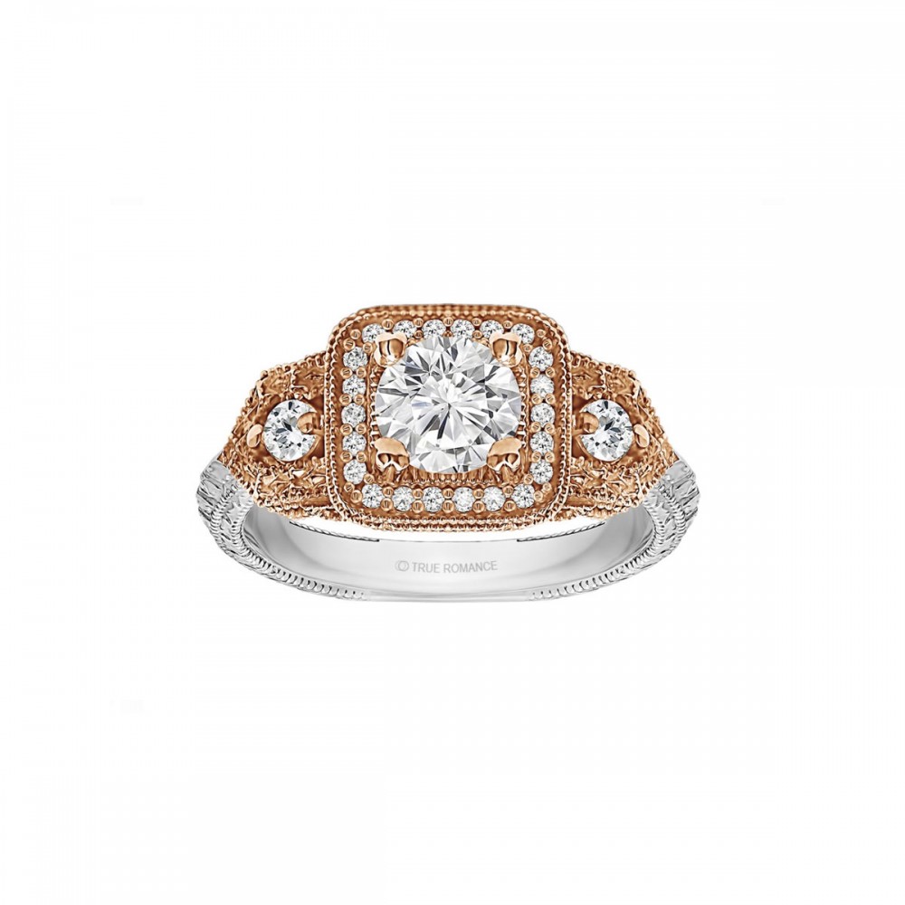 Round Cut Halo Diamond Vintage Engagement Ring