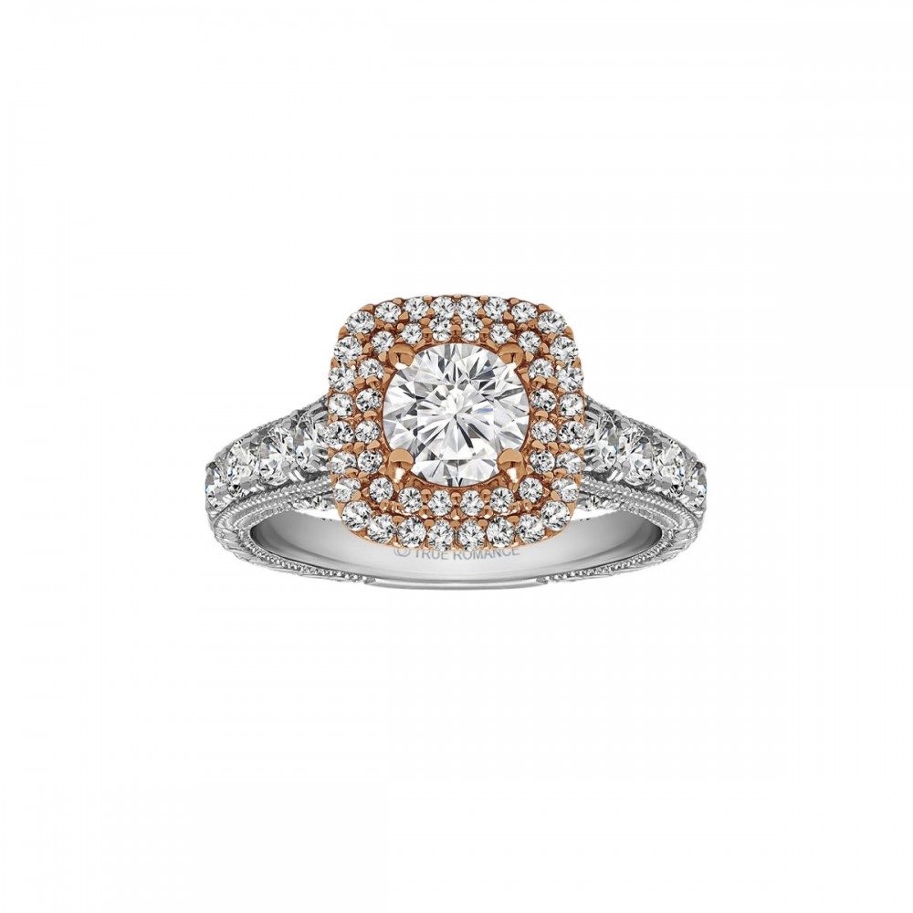 Round Cut Halo Diamond Vintage Engagement Ring