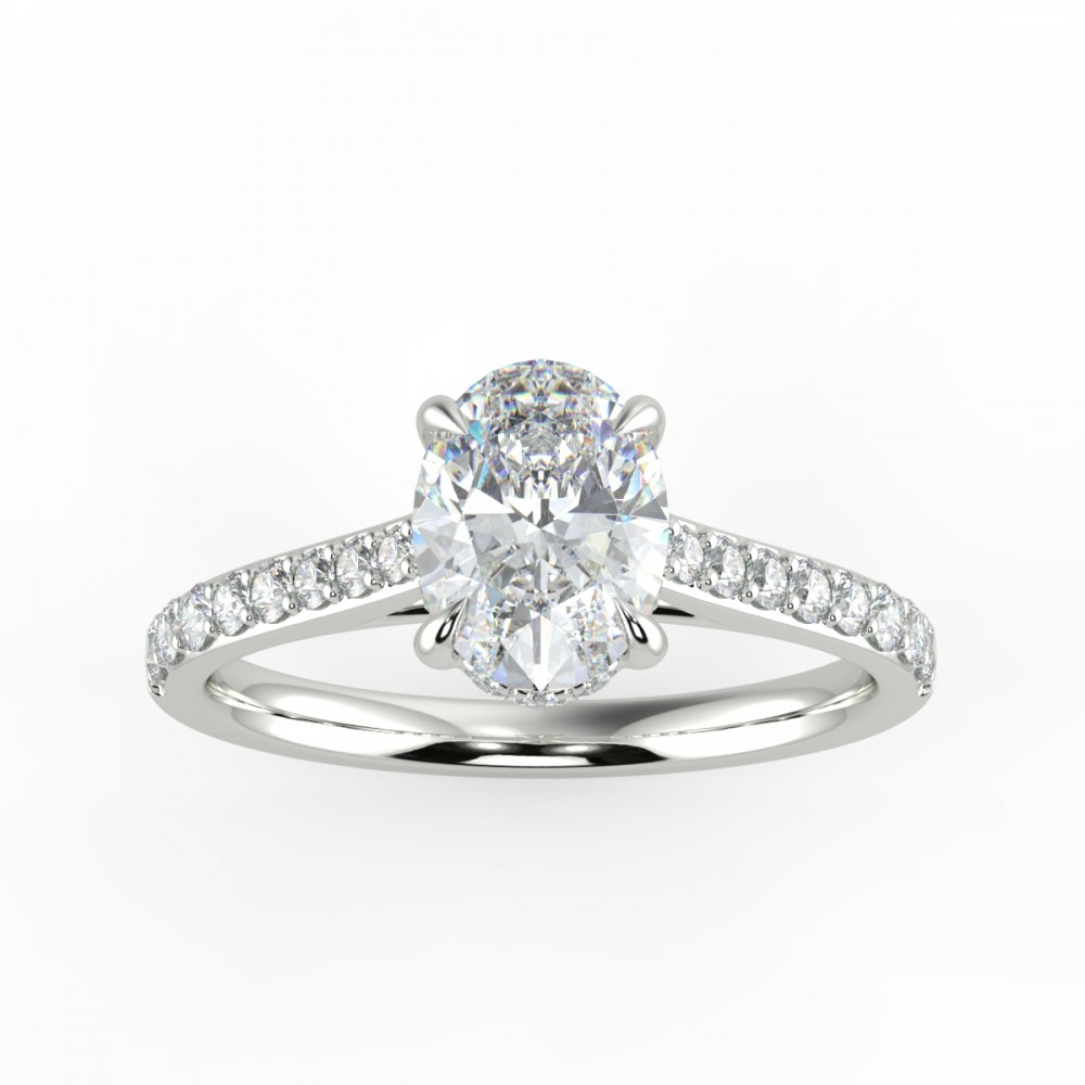 Oval Hidden Halo Pave  Engagemnt Ring
