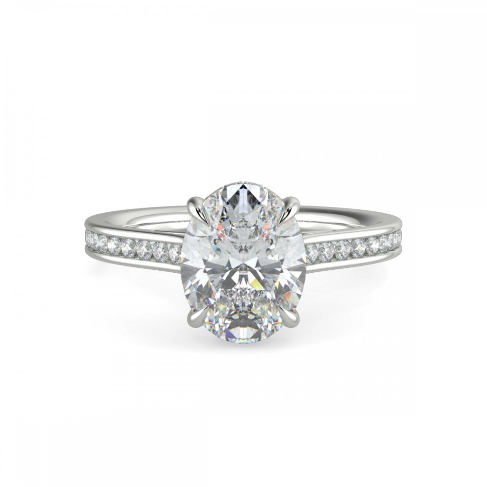 Oval Hidden Halo Pave  Engagemnt Ring