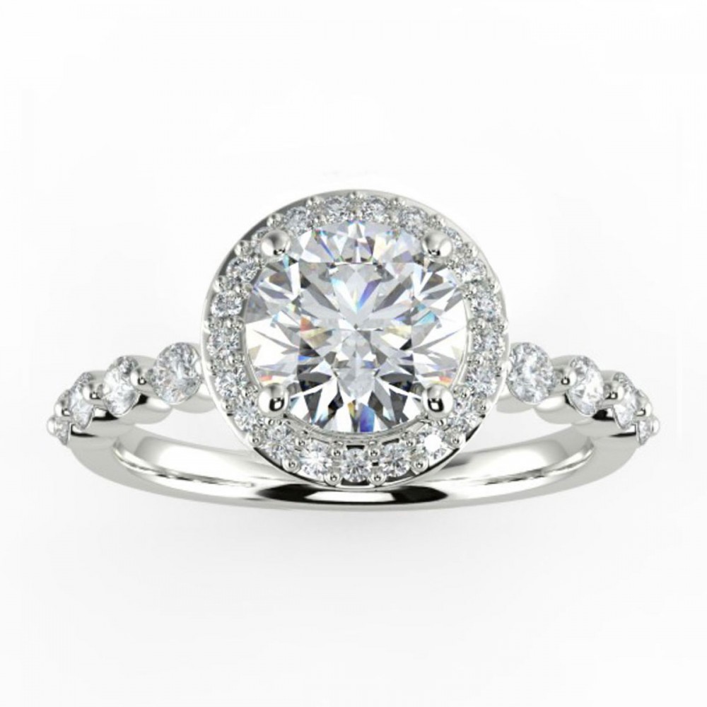 Round Reg Halo Bezel Share Pronng  Engagemnt Ring