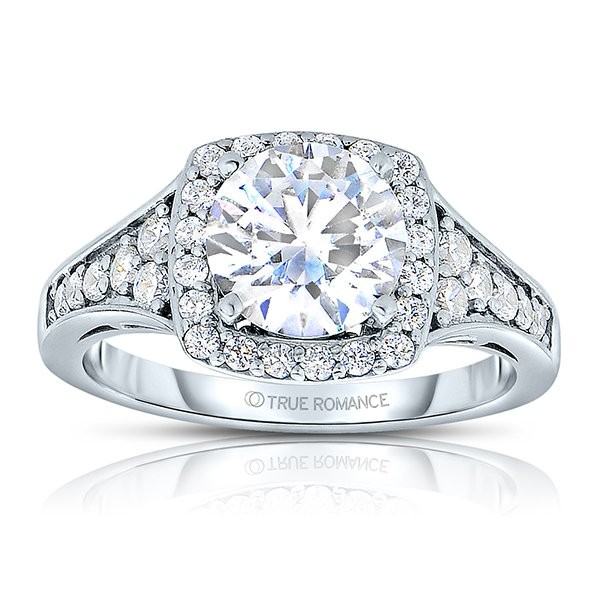 Rm1374x-14k White Gold Round Cut Halo Diamond Engagement Ring