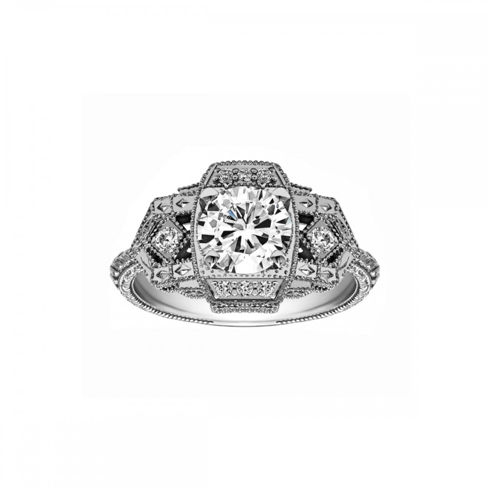Round Diamond Vintage Engagement Ring
